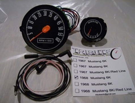 Tribute Automotive Products 1968 6,000 RPM Mustang tachometer