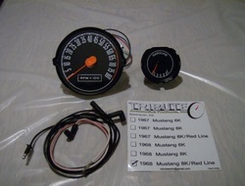 Tribute Automotive Products 1968 8,000 RPM red line Mustang tachometer
